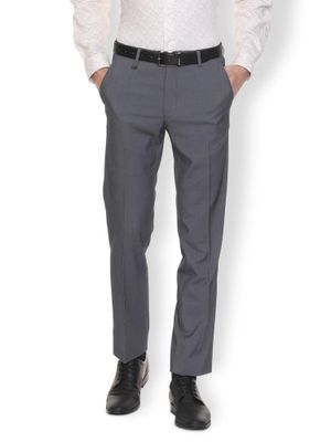 Buy Van Heusen Men Grey Solid Slim Fit Trouser (30) Online
