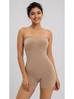 Shop The Edit - Women Beige Strapless Butt Lifting Bodysuit Shapewear