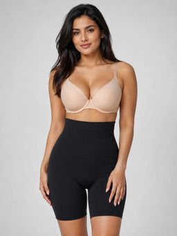 Shop The Edit - Black Solid Nylon Thigh Shaper