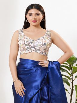 VAMAS - THE DESIGNER BLOUSES - Women White Sweetheart Neck Padded Stitched Blouse