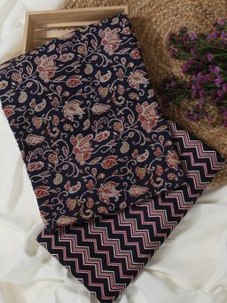 SALWAR STUDIO - Pure Cotton Printed Black Unstitched Kurta with Pant