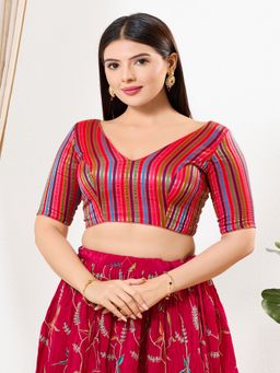 VAMAS - THE DESIGNER BLOUSES - Women V-Neck Padded Multi-Color Stitched Blouse