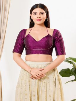 VAMAS - THE DESIGNER BLOUSES - Women Purple Halter Neck Padded Stitched Blouse