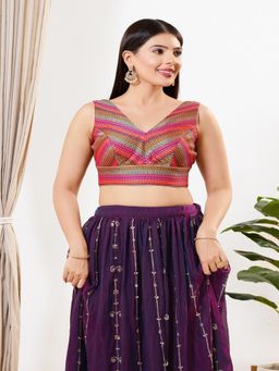 VAMAS - THE DESIGNER BLOUSES - Women V-Neck Multi-Color Padded Stitched Blouse