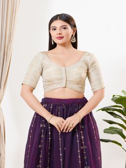 VAMAS - THE DESIGNER BLOUSES - Women Off White V-Neck Padded Stitched Blouse