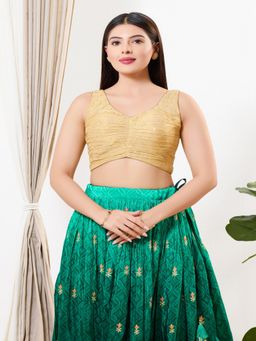 VAMAS - THE DESIGNER BLOUSES - Women Sweetheart Neck Padded Gold Stitched Blouse