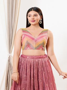 VAMAS - THE DESIGNER BLOUSES - Women Multi-Color V-Neck Padded Stitched Blouse