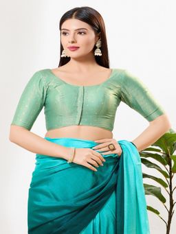 VAMAS - THE DESIGNER BLOUSES - Women Green Round Neck Padded Stitched Blouse