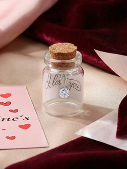 Ornate Jewels - 925 Silver 0.50 Carat American Diamond Solitaire Pendant With Chain For Women & Girls