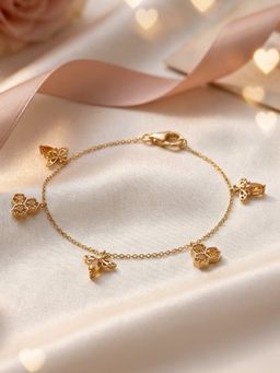 Ornate Jewels - 925 Silver 18K Gold Plated Natural Yellow Citrine Charm Bracelet for Women & Girls