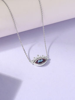 Ornate Jewels - 925 Silver Marquise 1.5 Carat Lab Created Alexandrite Eye Necklace for Women & Girls