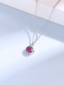 Ornate Jewels - 925 Silver 1 Carat Natural Indian Ruby Solitaire Pendant With Chain for Women & Girls