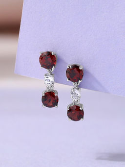 Ornate Jewels - 925 Silver Natural Red Garnet Twilight Treasures Dangle Earring for Women & Girls