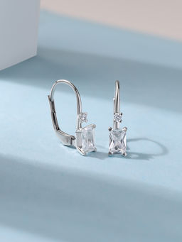Ornate Jewels - 925 Silver Octagon American Diamond Sparkling Serenity Earring for Women & Girls