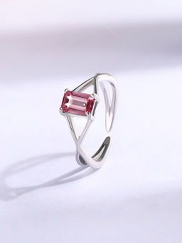 Ornate Jewels - 925 Silver 0.50 Carat Natural Pink Tourmaline Adjustable Ring for Women & Girls