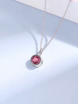 Ornate Jewels - 925 Silver Natural Pink Tourmaline Sweetheart Sparkle Necklace for Women & Girls