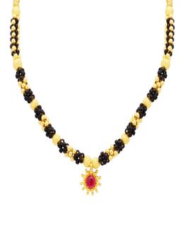 WHP Jewellers - 22K Gold Thushi Necklace with Black Beads