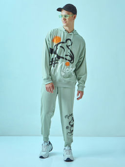 Bewakoof - Official Disney Men's Green Mickey Graphic Printed Oversized Co-ordinates