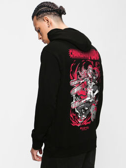 Bewakoof - Men's Black Chainsaw Man Graphic Printed Oversized Hoodies