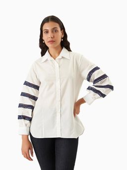 TRISARA - Grace Self Design Pure Cotton Shirt