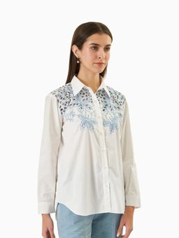 TRISARA - Peek a Chic Pure Cotton Embroidered Shirt