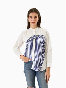 TRISARA - Sleek Streak Stripe Pure Cotton Shirt