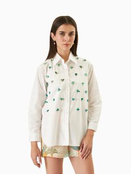 TRISARA - Sprout Solid Pure Cotton Shirt