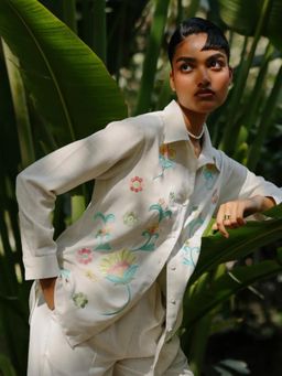TRISARA - Tropika Floral Cotton Linen Shirt