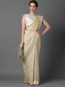 Odette - Cream Party Wear Kanjivaram Silk Woven Design Saree with Unstitched Blouse