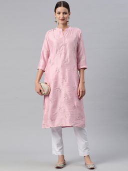 Readiprint - Straight Style Silk Fabric Pink Color Kurta