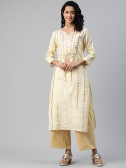 Readiprint - Straight Style Cotton Fabric Off White Color Kurta