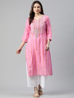 Readiprint - Straight Style Cotton Fabric Pink Color Kurta