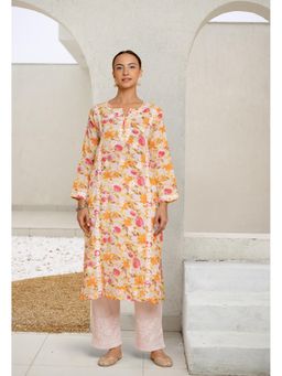 HOUSE OF KARI - Saba Chikankari Kurta In Mul Cotton In Yellow