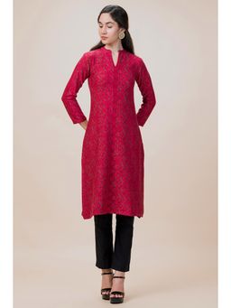 Barara Ethnic - Cranberry Woolen Red Kurta