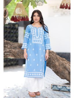 RANGREZA ETHNIC - Rangila Rayon Blue Kurta
