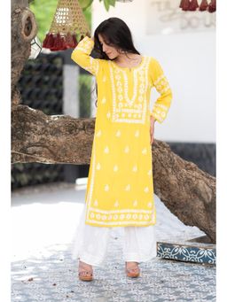 RANGREZA ETHNIC - Rangila Rayon Yellow Kurta
