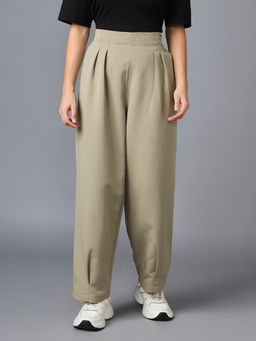 Technosport - Khaki Women Korean Style Baggy Pants Wide Leg Trousers for Casual