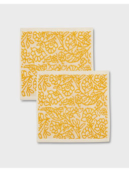 Fabindia - Yellow Jaal Cotton Face Towel (Set of 2)