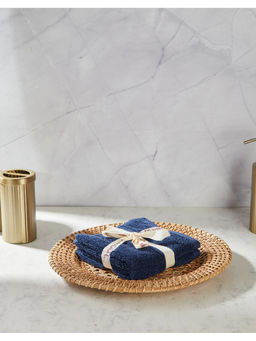 Fabindia - Navy Amaya Cotton Hand Towel (Set of 2)