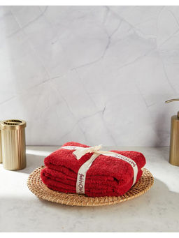 Fabindia - Red Amaya Cotton Face Towel (Set of 2)