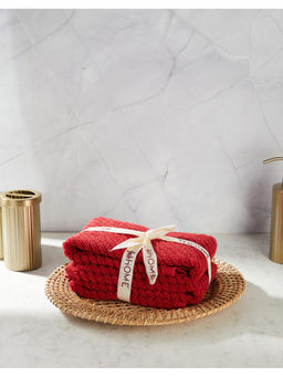 Fabindia - Red Nina Cotton Face Towel (Set of 2)