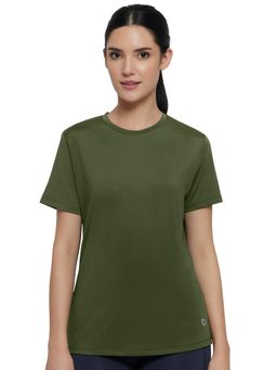 Amante - Flaunt Solid Crew Neck Short Sleeve T-Shirt-Green