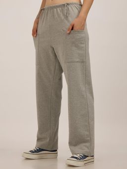 Outzidr - Grey Casual Cotton Patch Pocket Sweatpants