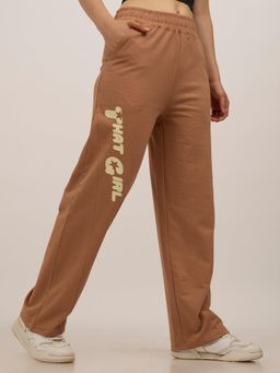 Outzidr - Brown Cotton Side Cut And Sew Casual Joggers