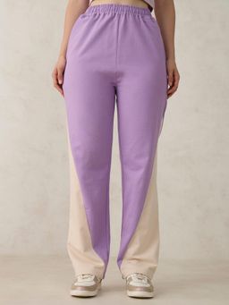 Outzidr - Lilac Casual Cotton Cut And Sew Coloured Jogger