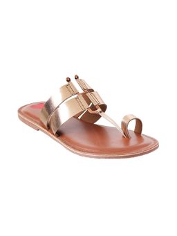 Metro - Womens Rose Gold Flat ChappalsMetro Solid-plain Rose Gold Flats