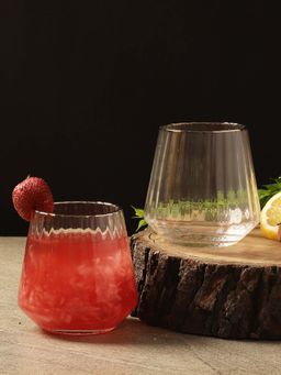 The Decor Mart - Ribbed Drinking Glass- Pack Of 2