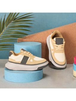 FREEPLAY - Kids Beige Casual Lace-Up Sneakers