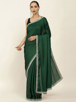 Soch - Embellished Crepe Saree with Unstitched Blouse