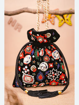 NR by Nidhi Rathi - Embroidered Black Batuas And Potlis